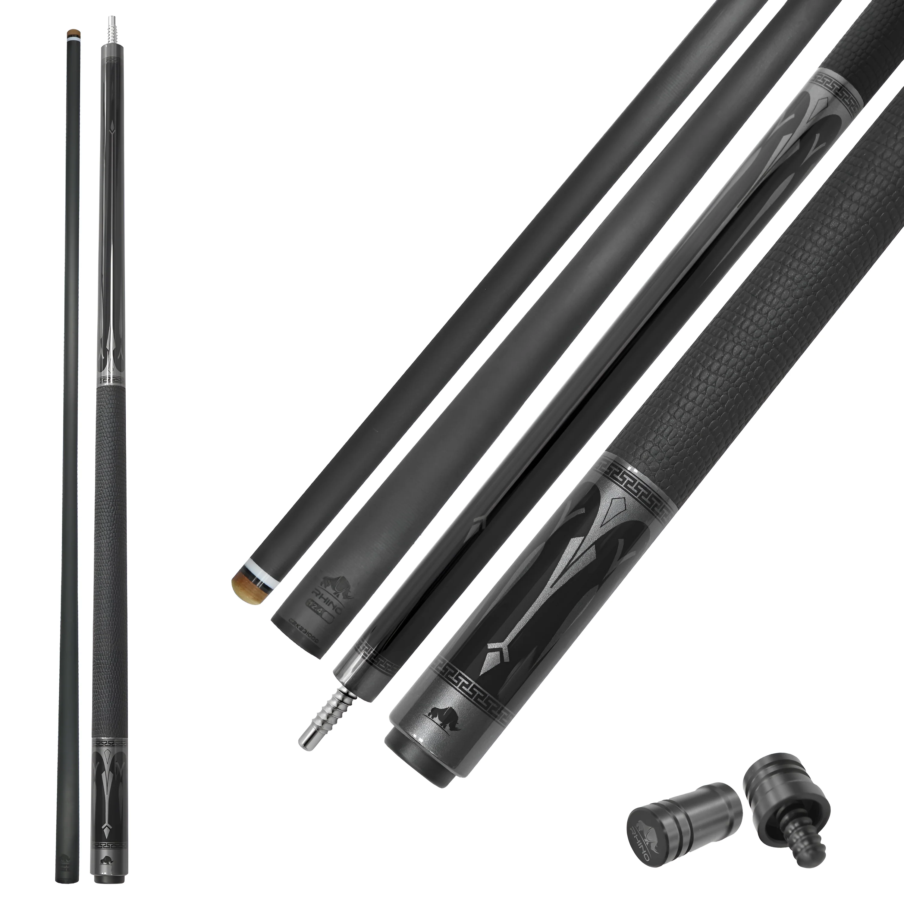 Rhino Eclipse cue in gray with carbon fiber shaft