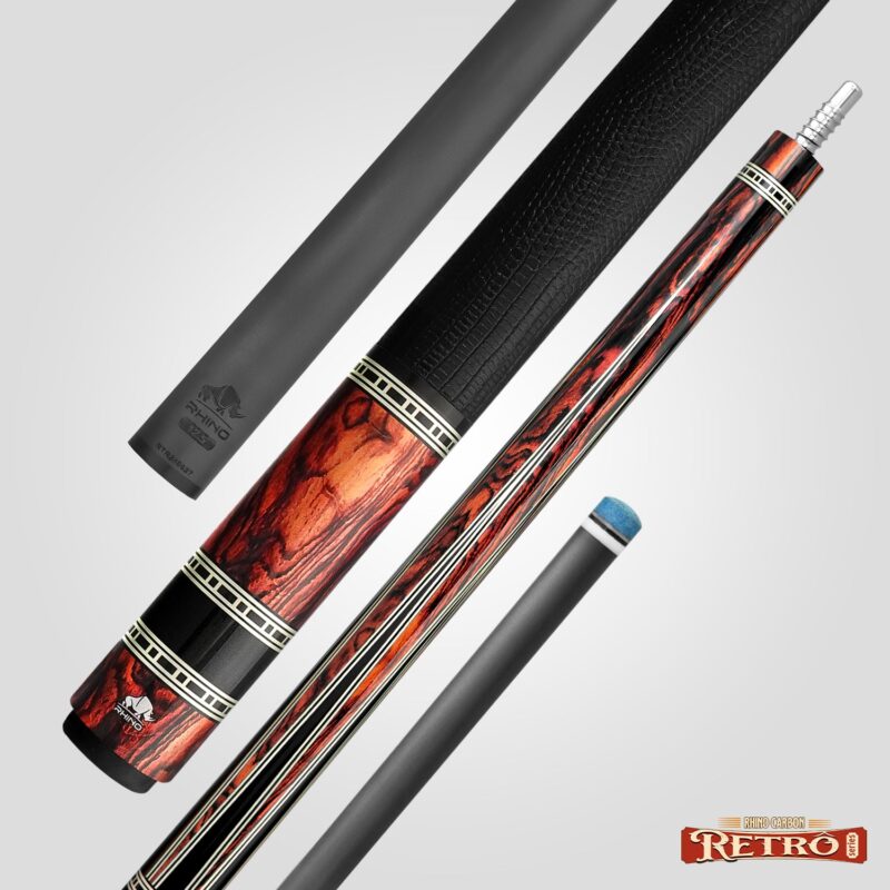 Rhino RETRÔ Pool Cue - Cocobolo - Lizard Embossed Microfiber Leather Wrap & Point