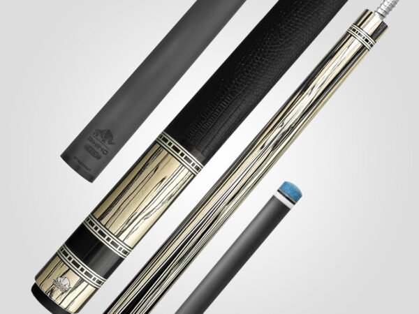 Rhino RETRÔ Pool Cue - Pale Moon Ebony - Lizard Embossed Microfiber Leather Wrap & Point