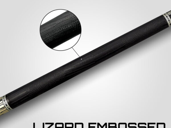 Rhino RETRÔ Pool Cue - Pale Moon Ebony - Lizard Embossed Microfiber Leather Wrap & Point