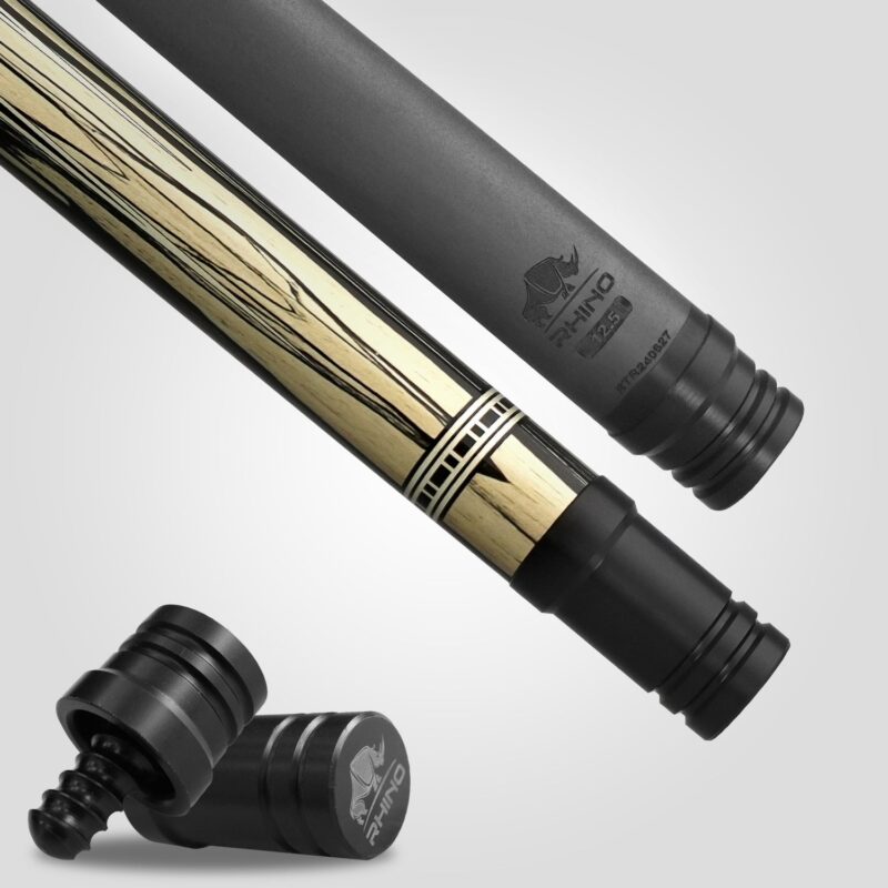 Rhino RETRÔ Pool Cue - Pale Moon Ebony - Lizard Embossed Microfiber Leather Wrap & Point