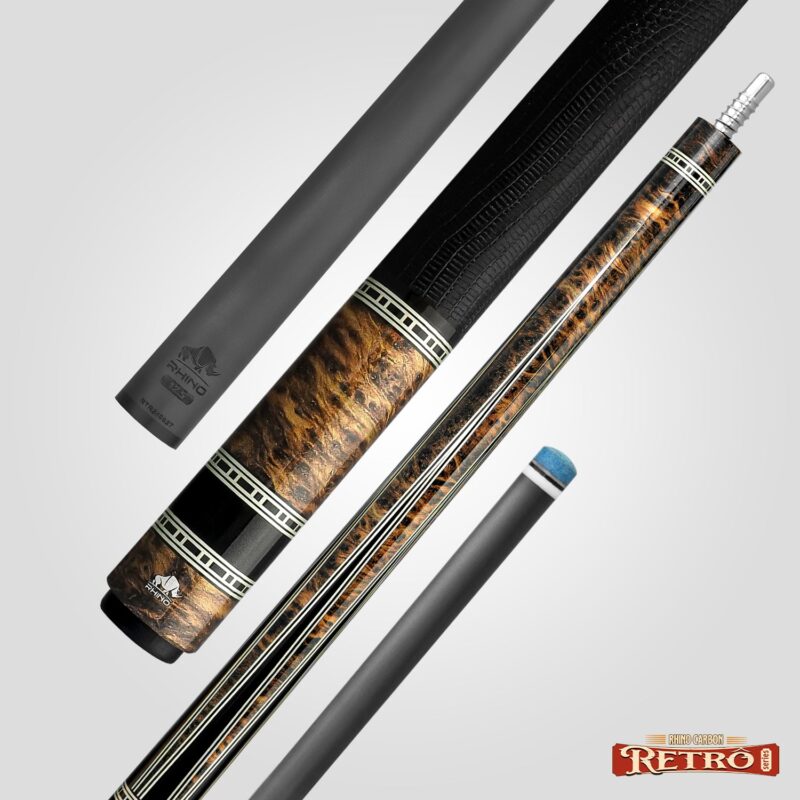 Rhino RETRÔ Pool Cue - Thuya - Lizard Embossed Microfiber Leather Wrap & Point