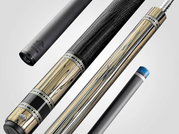 Rhino RETRÔ Pool Cue - Pale Moon Ebony - Lizard Embossed Microfiber Leather Wrap & Point