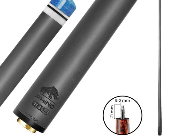 Rhino - 30" / 5/16-14 Carbon Pool Cue Single Shaft - Oversize